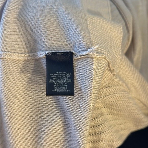 EUC Liz Claiborne Cream Cardigan Sweater Lightweight Knit Open Front - Picture 7 of 7